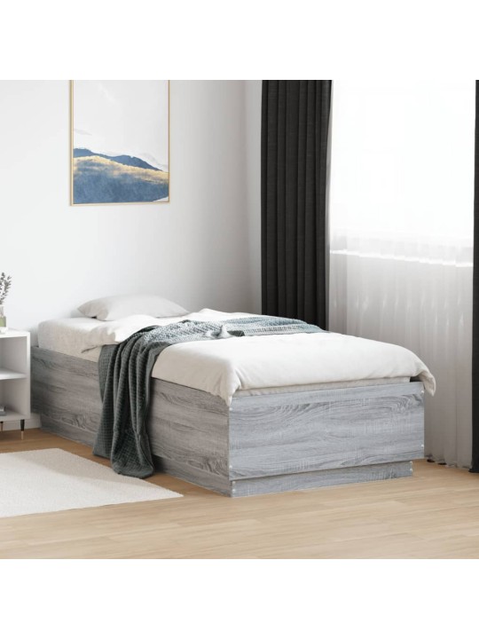 Rám postele s LED osvětlením šedý sonoma 90 x 190 cm kompozit