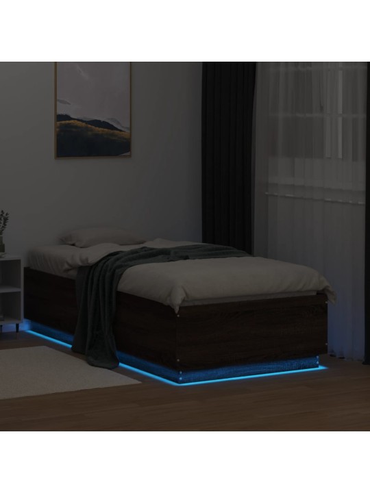 Rám postele s led osvětlením hnědý dub 90 x 190 cm kompozit