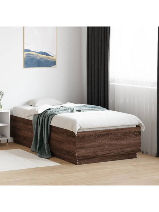 Rám postele s led osvětlením hnědý dub 90 x 190 cm kompozit