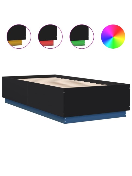 Rám postele s LED osvětlením černý 75 x 190 cm kompozitní dřevo
