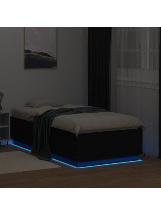 Rám postele s LED osvětlením černý 75 x 190 cm kompozitní dřevo