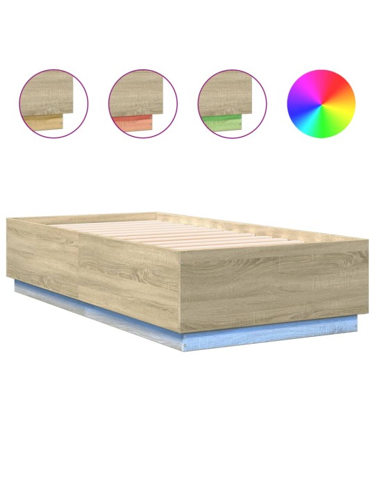 Rám postele s LED osvětlením dub sonoma 75 x 190 cm kompozit