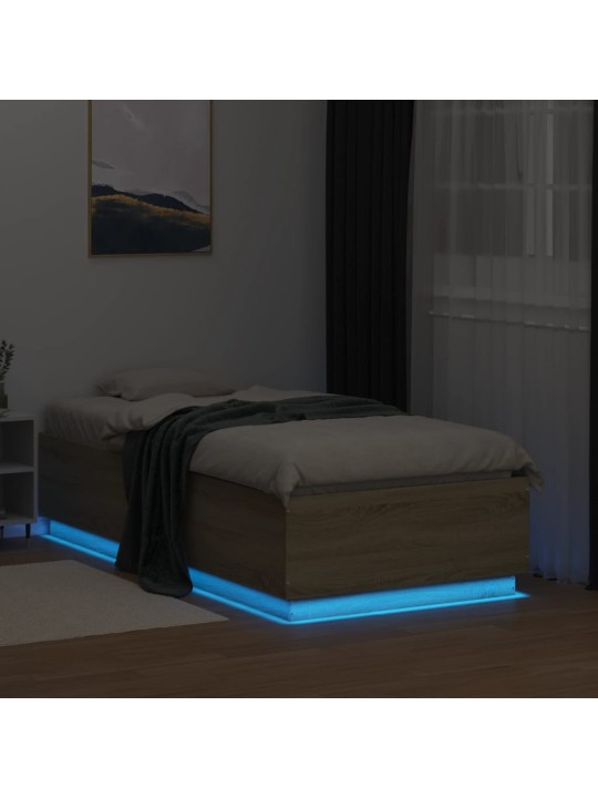 Rám postele s LED osvětlením dub sonoma 75 x 190 cm kompozit
