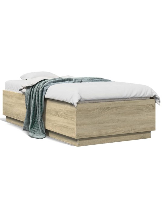 Rám postele s LED osvětlením dub sonoma 75 x 190 cm kompozit