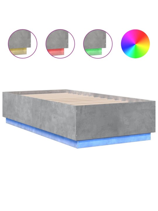 Rám postele s led osvětlením betonově šedý 75 x 190 cm kompozit