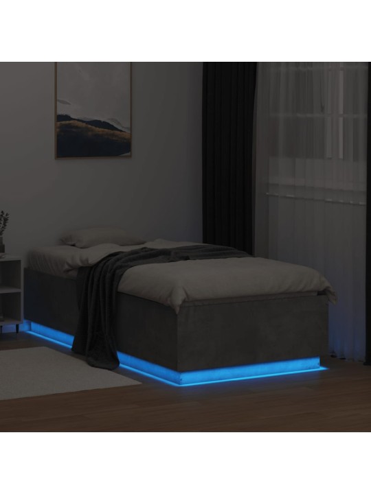 Rám postele s led osvětlením betonově šedý 75 x 190 cm kompozit