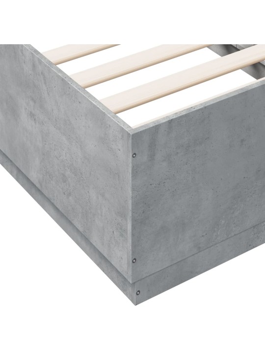 Rám postele s led osvětlením betonově šedý 75 x 190 cm kompozit