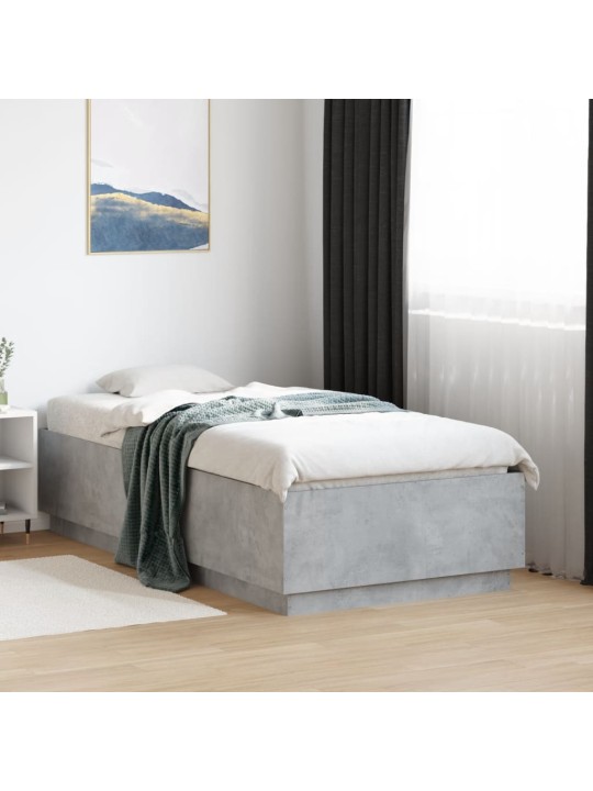 Rám postele s led osvětlením betonově šedý 75 x 190 cm kompozit