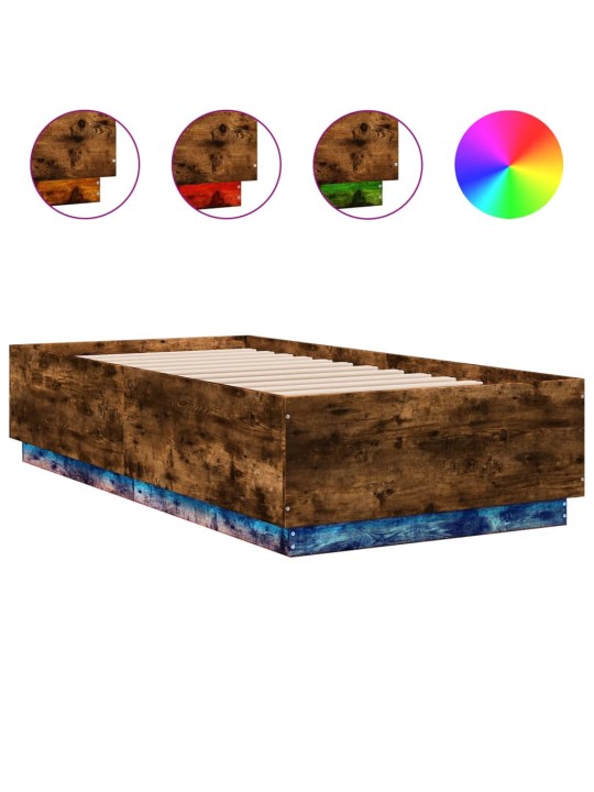 Rám postele s LED osvětlením kouřový dub 75 x 190 cm kompozit