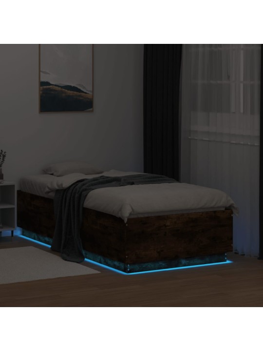 Rám postele s LED osvětlením kouřový dub 75 x 190 cm kompozit
