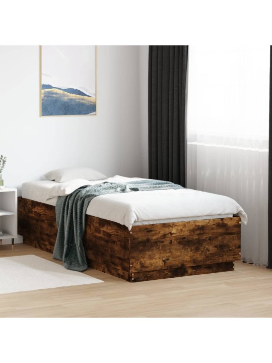 Rám postele s LED osvětlením kouřový dub 75 x 190 cm kompozit