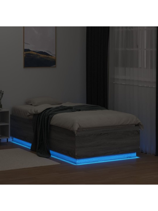 Rám postele s LED osvětlením šedý sonoma 75 x 190 cm kompozit