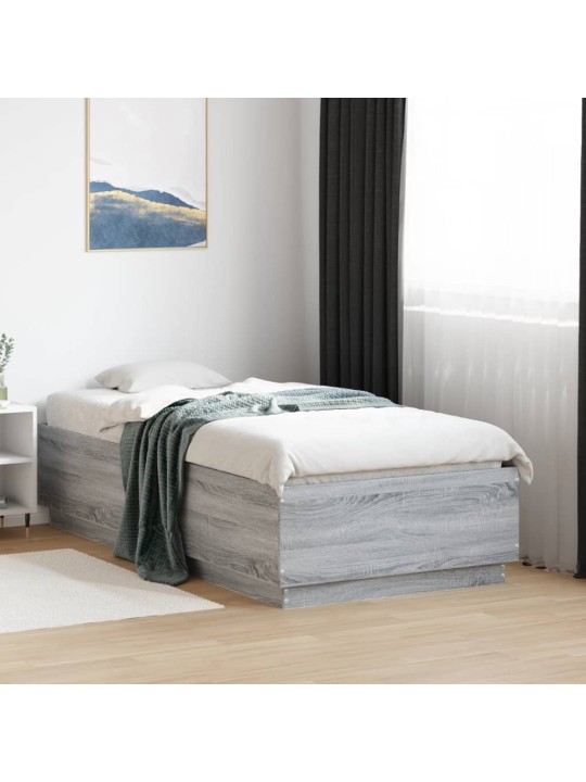 Rám postele s LED osvětlením šedý sonoma 75 x 190 cm kompozit