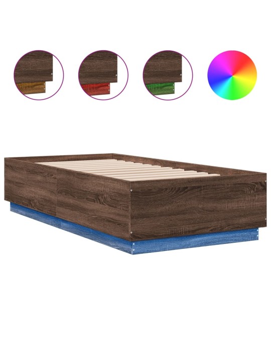 Rám postele s led osvětlením hnědý dub 75 x 190 cm kompozit