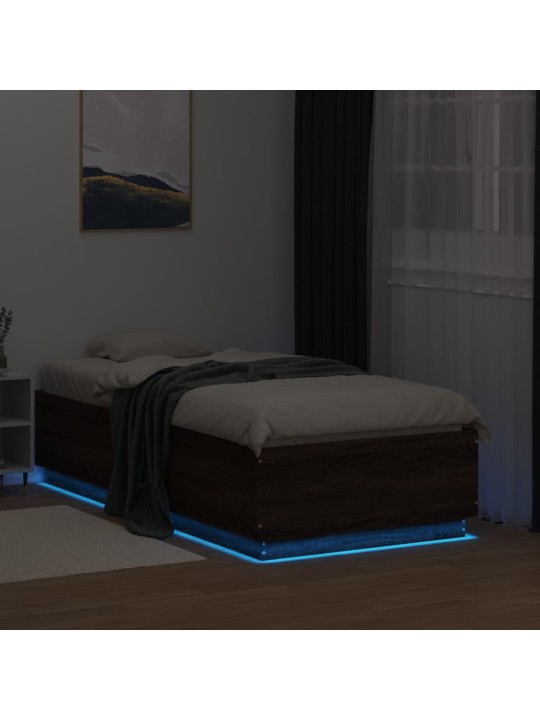 Rám postele s led osvětlením hnědý dub 75 x 190 cm kompozit