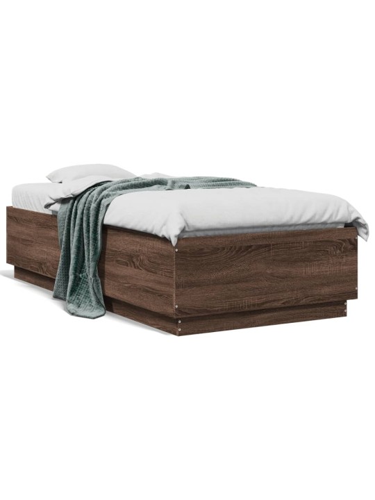Rám postele s led osvětlením hnědý dub 75 x 190 cm kompozit