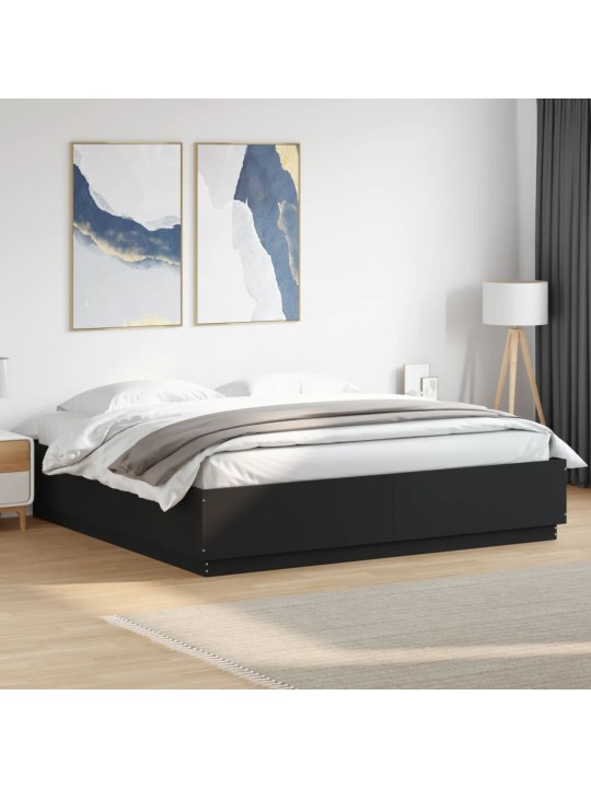Rám postele černý 200 x 200 cm kompozitní dřevo