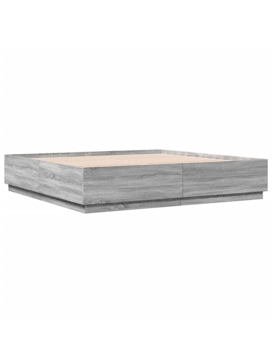 Rám postele šedý sonoma 200 x 200 cm kompozitní dřevo