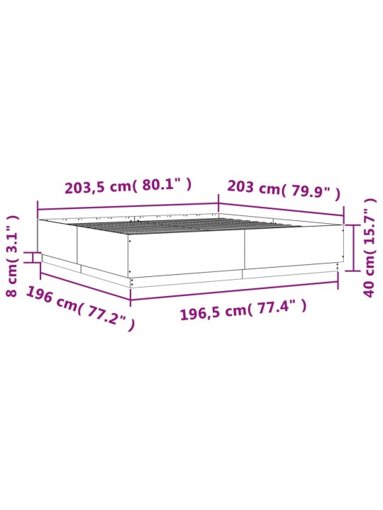 Rám postele šedý sonoma 200 x 200 cm kompozitní dřevo