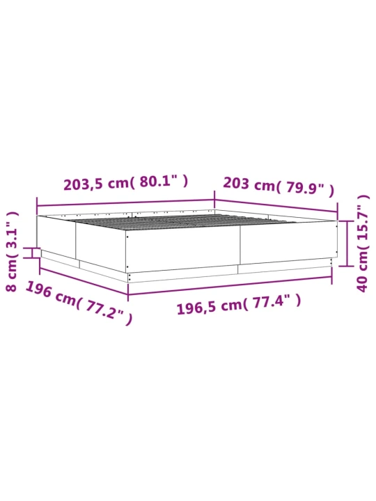 Rám postele šedý sonoma 200 x 200 cm kompozitní dřevo