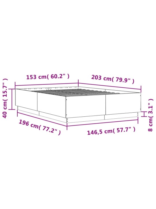 Rám postele kouřový dub 150 x 200 cm kompozitní dřevo