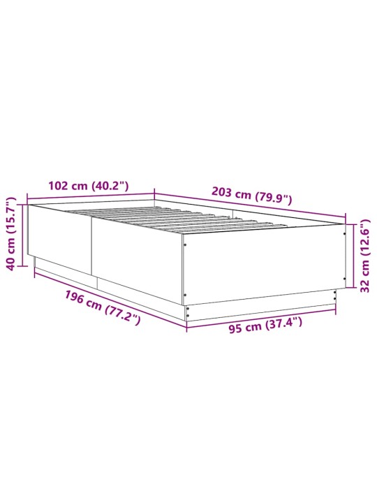 Rám postele černý 100 x 200 cm kompozitní dřevo