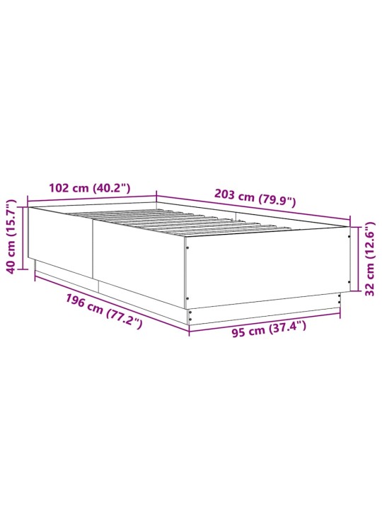 Rám postele kouřový dub 100 x 200 cm kompozitní dřevo