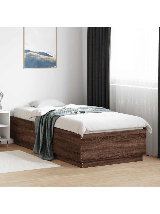 Rám postele hnědý dub 100 x 200 cm kompozitní dřevo