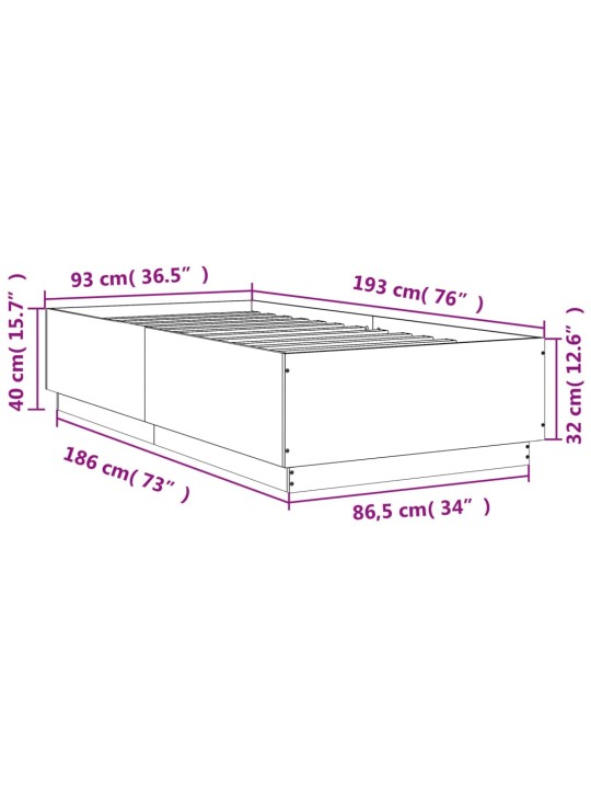 Rám postele dub sonoma 90 x 190 cm kompozitní dřevo