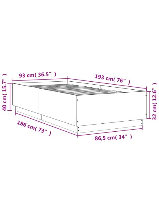 Rám postele kouřový dub 90 x 190 cm kompozitní dřevo