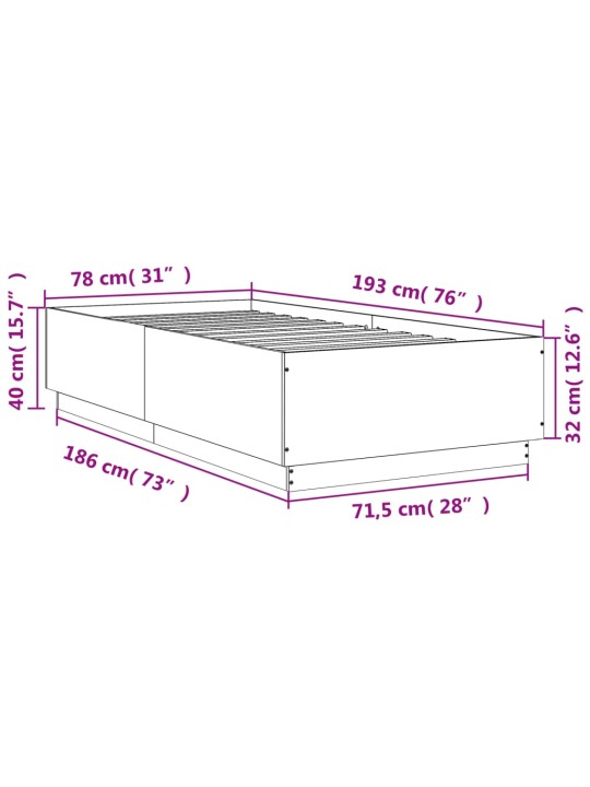 Rám postele šedý sonoma 75 x 190 cm kompozitní dřevo