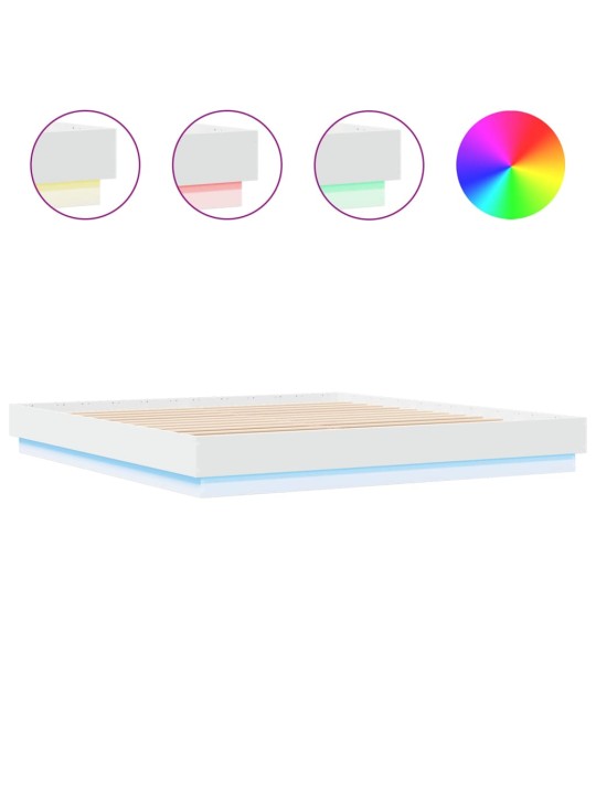 Rám postele s LED osvětlením bílý 200 x 200 cm
