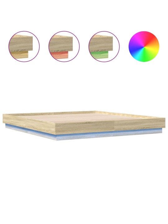 Rám postele s LED osvětlením dub sonoma 200 x 200 cm