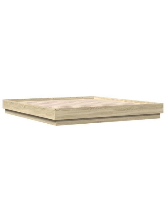 Rám postele s LED osvětlením dub sonoma 200 x 200 cm