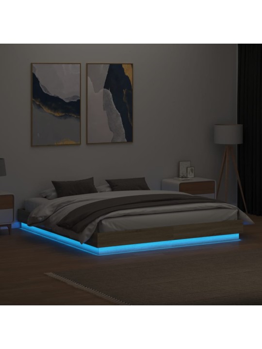 Rám postele s LED osvětlením dub sonoma 200 x 200 cm