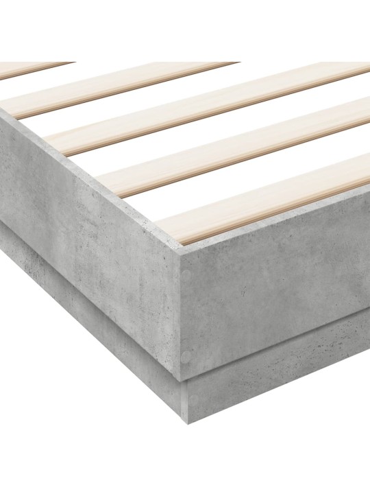 Rám postele s led osvětlením betonově šedý 200 x 200 cm