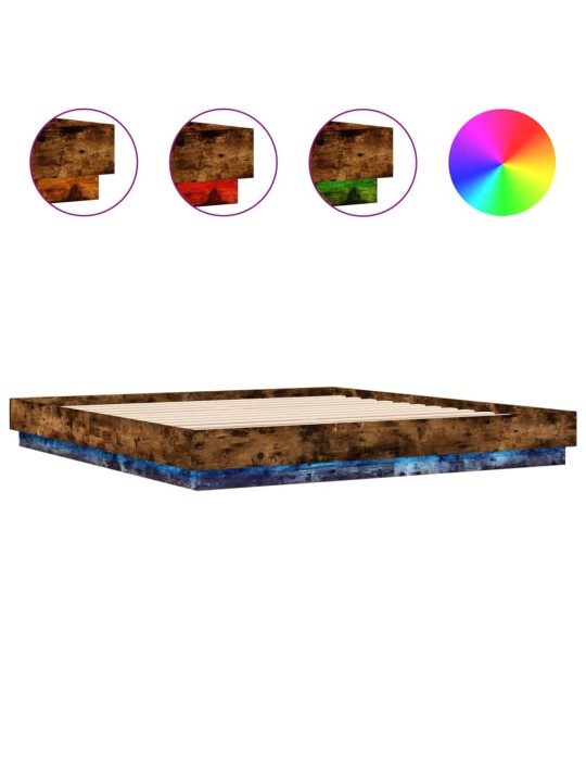 Rám postele s led osvětlením kouřový dub 200 x 200 cm
