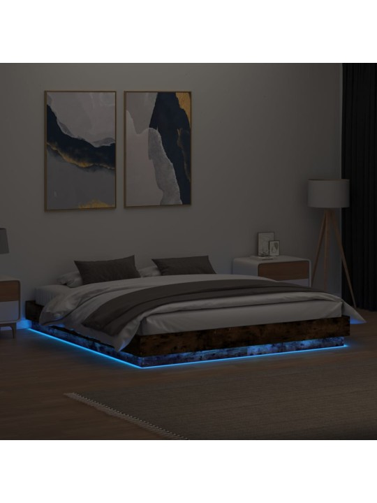 Rám postele s led osvětlením kouřový dub 200 x 200 cm