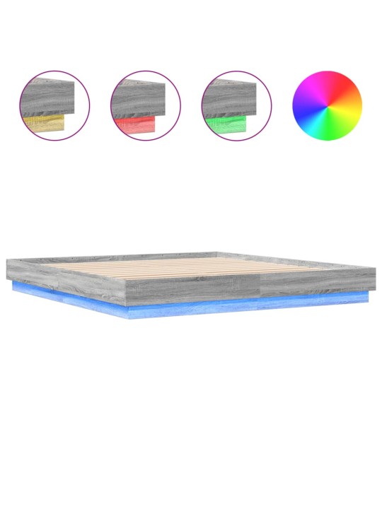 Rám postele s led osvětlením šedý sonoma 200 x 200 cm