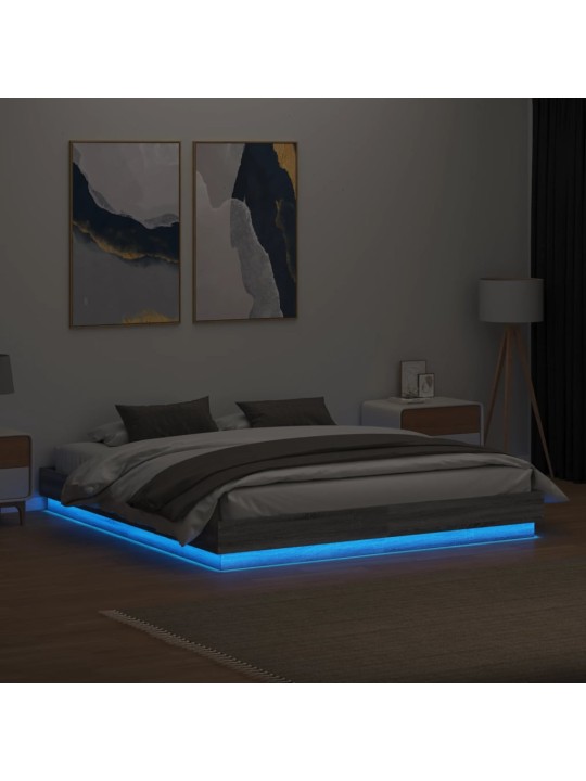 Rám postele s led osvětlením šedý sonoma 200 x 200 cm