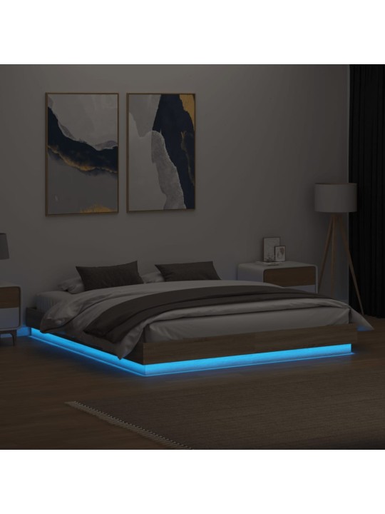Rám postele s LED osvětlením dub sonoma 180 x 200 cm