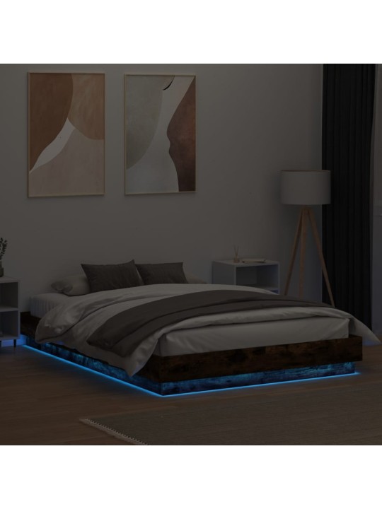 Rám postele s led osvětlením kouřový dub 160 x 200 cm