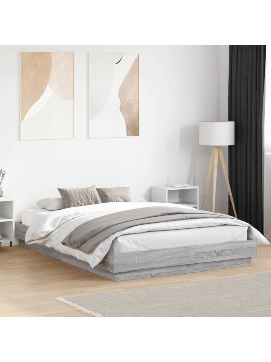 Rám postele s LED osvětlením šedý sonoma 160 x 200 cm