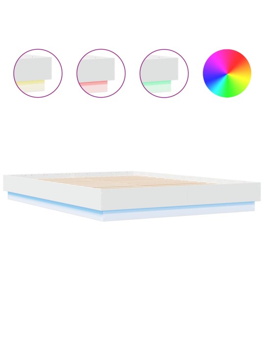 Rám postele s LED osvětlením bílý 150 x 200 cm