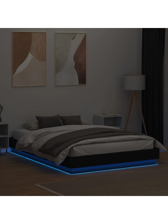 Rám postele s led bez matrace černý 150x200 cm