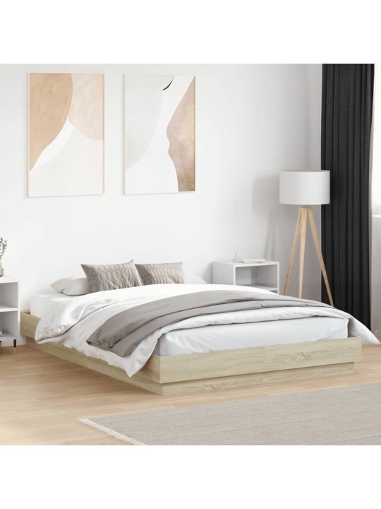 Rám postele s LED osvětlením dub sonoma 150 x 200 cm