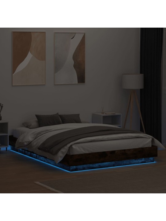 Rám postele s led osvětlením kouřový dub 150 x 200 cm