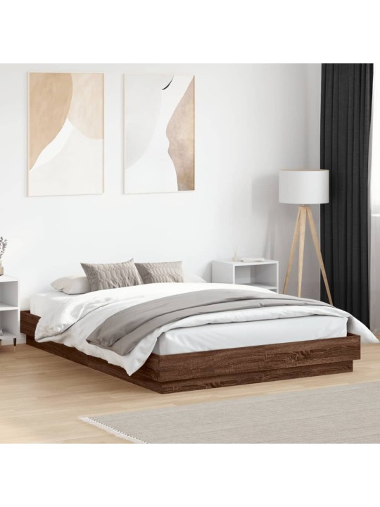 Rám postele s led osvětlením hnědý dub 150 x 200 cm