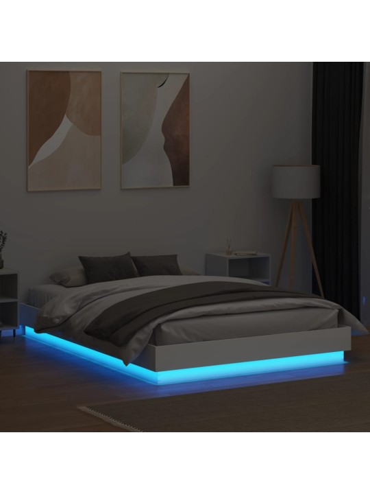 Rám postele s LED osvětlením bílý 140 x 200 cm
