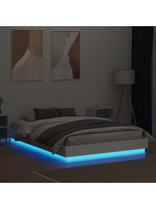 Rám postele s LED osvětlením bílý 120 x 200 cm